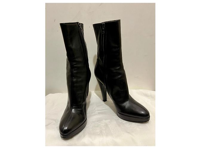 Botas de cuero negro de tacón alto Prada - vista 2