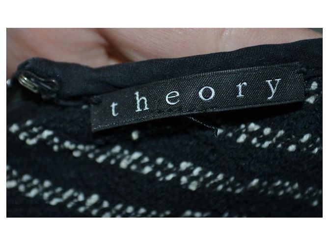Vestido mini Theory blanco y negro de algodón - vista 5
