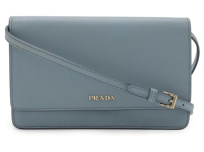 Portafoglio a catena/spalla Saffiano Prada Blu Blu chiaro - vista 2