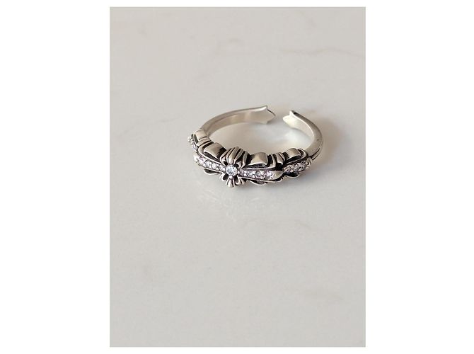 Anello Baby Floral Chrome Hearts con diamanti pavé Silver hardware - vista 2