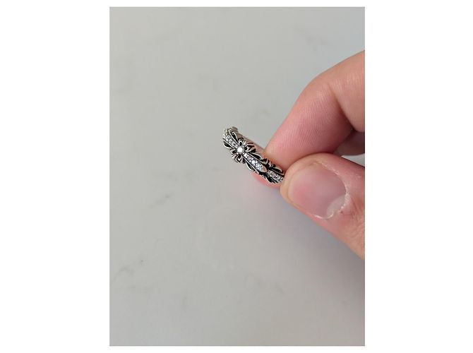 Anello Baby Floral Chrome Hearts con diamanti pavé Silver hardware - vista 4