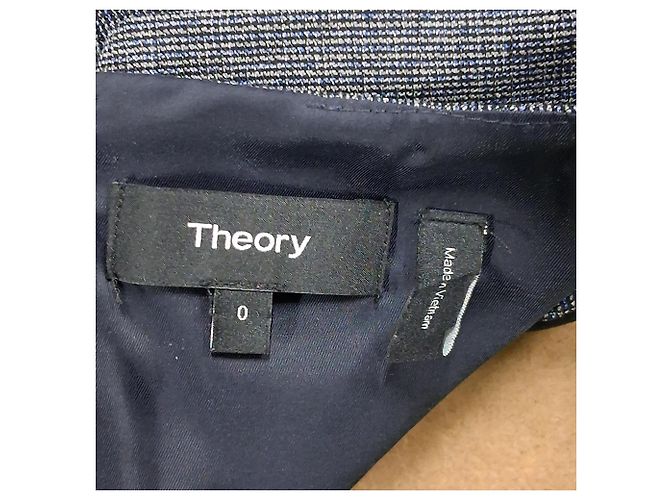 Ärmelloses Mini-Flared-Kleid aus grauem Wolltweed von Theory - Ansicht 3