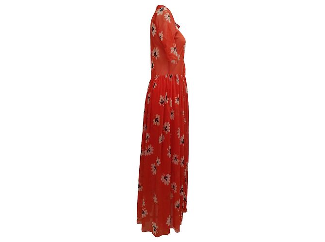 Ganni Tilden Netzkleid aus rotem Polyamid - Ansicht 2