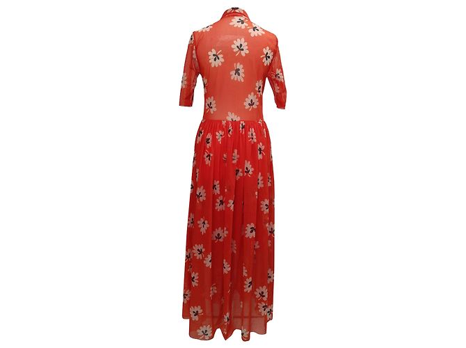 Ganni Tilden Netzkleid aus rotem Polyamid - Ansicht 3