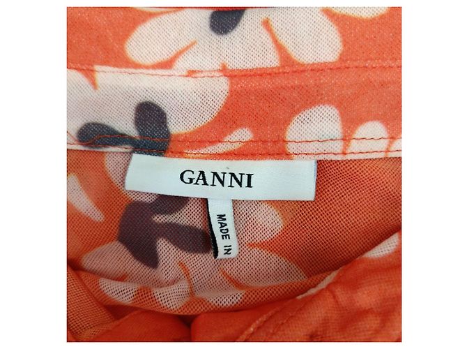 Ganni Tilden Netzkleid aus rotem Polyamid - Ansicht 4
