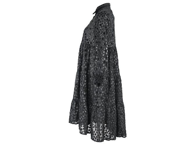 Maje Rolly Gestuftes Minikleid aus schwarzem Polyester - Ansicht 2