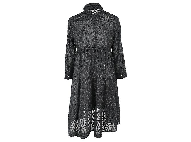 Maje Rolly Gestuftes Minikleid aus schwarzem Polyester - Ansicht 3