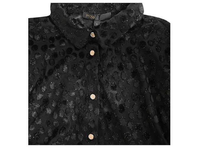 Maje Rolly Gestuftes Minikleid aus schwarzem Polyester - Ansicht 5