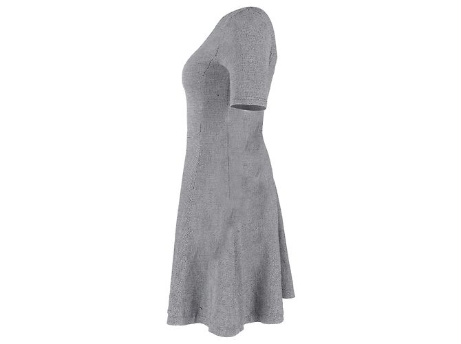 Vestido mini A-line de manga curta em tweed cinza de algodão Theory - vista 2