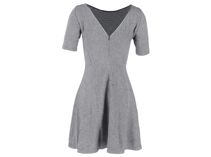Vestido mini A-line de manga curta em tweed cinza de algodão Theory - vista 3