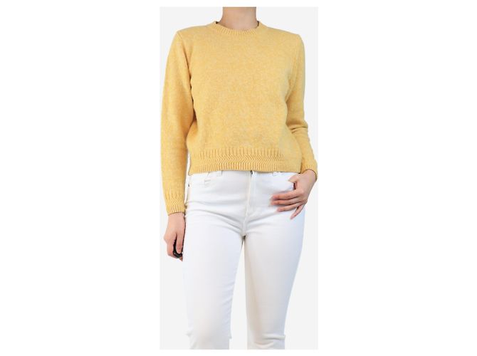 Sessun Jersey de lana amarillo con cuello redondo - talla S - vista 3