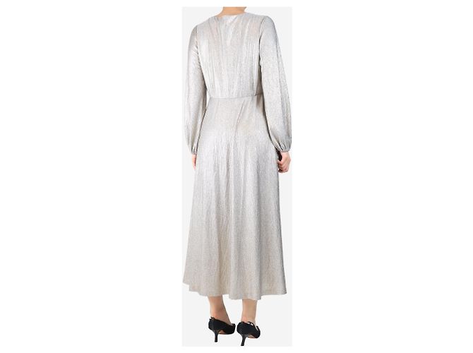 Autre Marque Vestido metálico arrugado plateado - talla UK 12 - vista 2