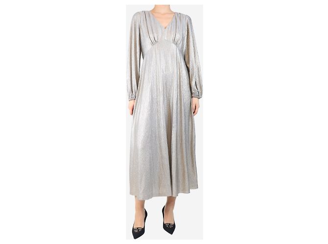 Autre Marque Vestido metálico arrugado plateado - talla UK 12 - vista 3