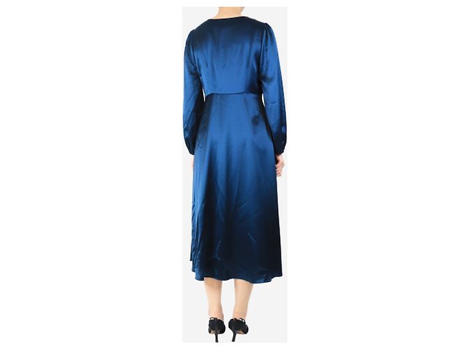 Autre Marque Vestido midi de satén azul - talla UK 12 - vista 2