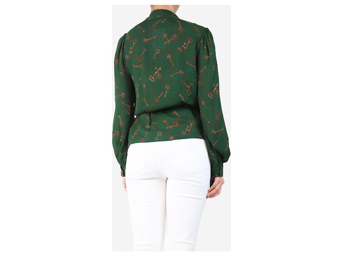 L'Agence Top in seta stampato con chiave verde - taglia S - vista 2