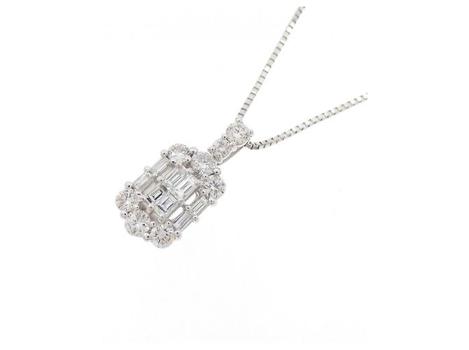 Autre Marque Platin-Diamant-Halskette Silber - Ansicht 3