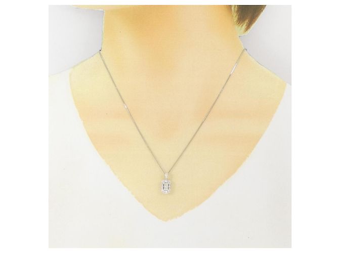 Autre Marque Platin-Diamant-Halskette Silber - Ansicht 6