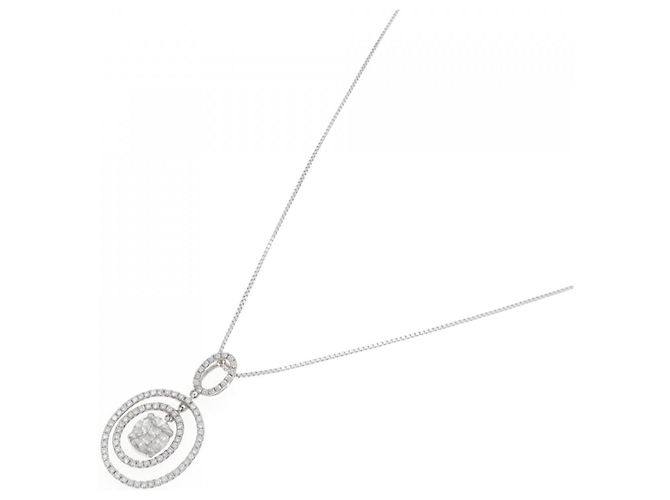 Autre Marque Au750 White Gold Diamond Necklace Silvery - view 2
