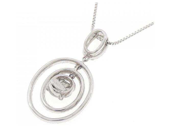 Autre Marque Au750 White Gold Diamond Necklace Silvery - view 4