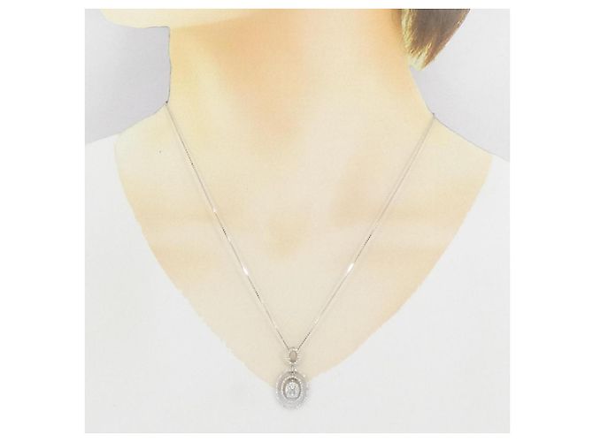 Autre Marque Au750 White Gold Diamond Necklace Silvery - view 6