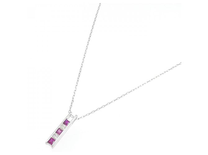 Autre Marque Collana in platino con rubino 0.35CT e diamanti 0.20CT Rosso - vista 2