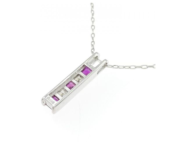 Autre Marque Collana in platino con rubino 0.35CT e diamanti 0.20CT Rosso - vista 4