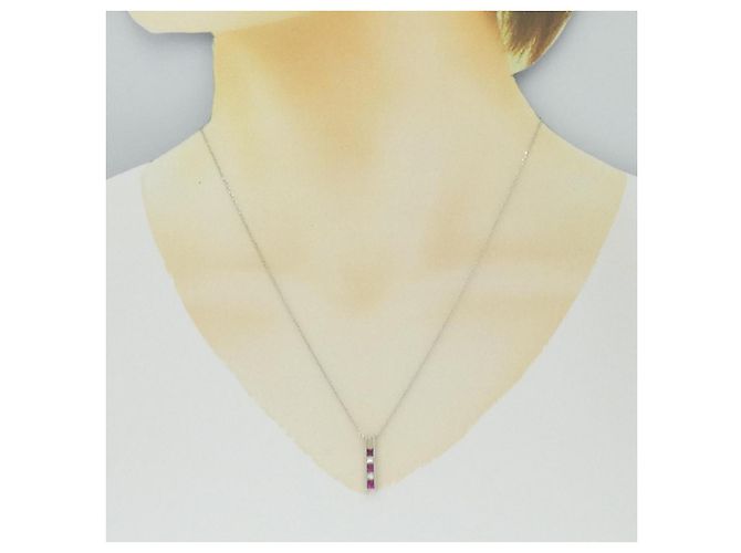 Autre Marque Collana in platino con rubino 0.35CT e diamanti 0.20CT Rosso - vista 6
