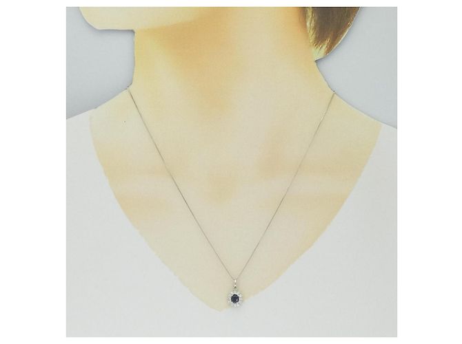 Autre Marque Collana in Zaffiro e Diamante Pt900 Pt850 Argento - vista 6