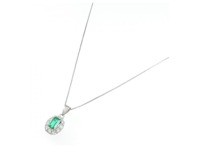 Autre Marque Platin-Emerald-Halskette Grün - Ansicht 2