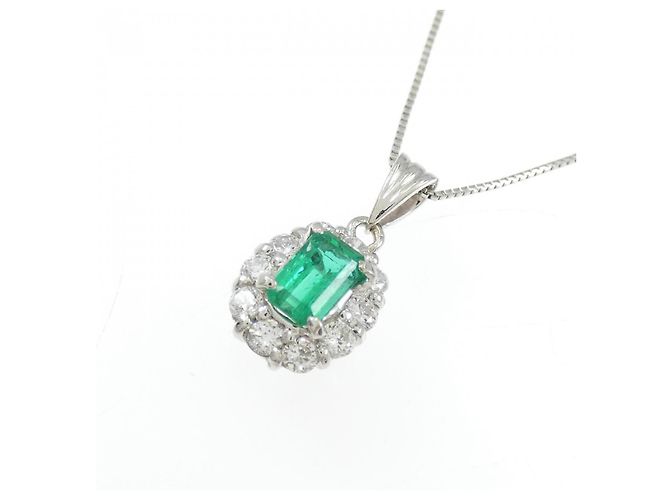 Autre Marque Platin-Emerald-Halskette Grün - Ansicht 3