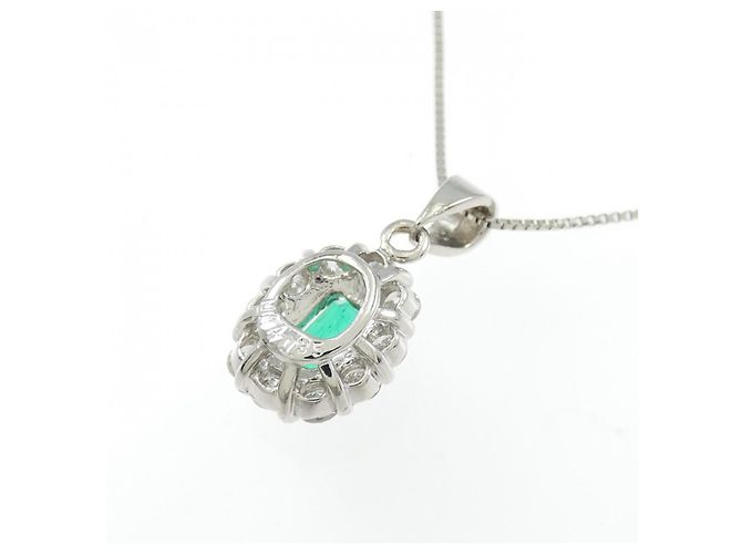 Autre Marque Platin-Emerald-Halskette Grün - Ansicht 4