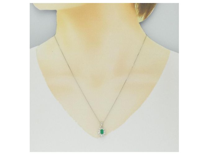 Autre Marque Platin-Emerald-Halskette Grün - Ansicht 6