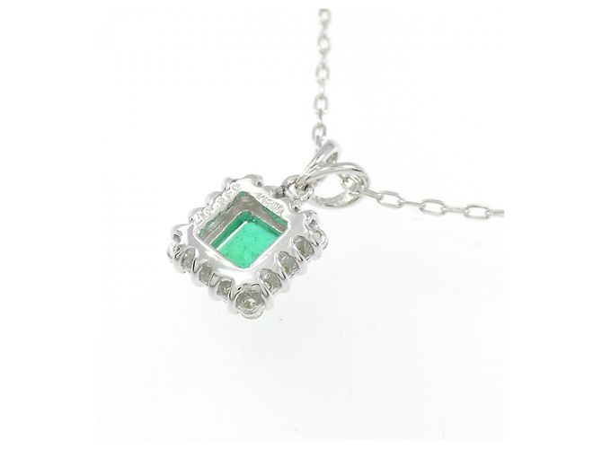 Autre Marque Au750 Smaragd-Diamant-Halskette Silber - Ansicht 4