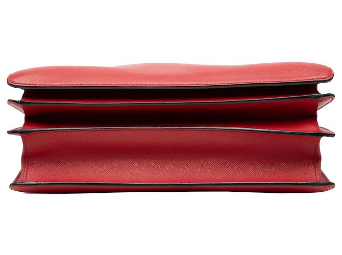 Prada Rote Saffiano Turnlock-Handtasche - Ansicht 3