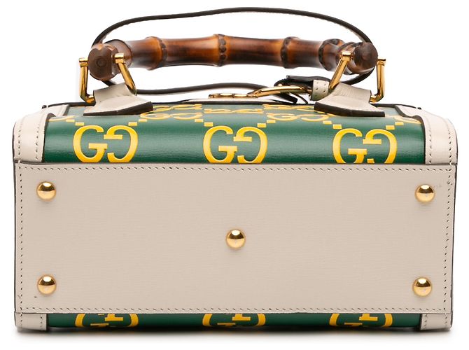 Borsa Gucci Mini in Pelle Verde Bamboo GG Diana - vista 3