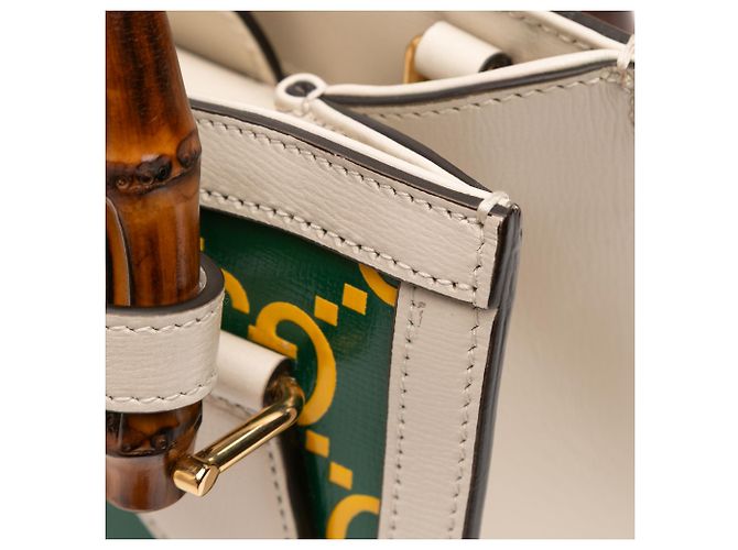 Borsa Gucci Mini in Pelle Verde Bamboo GG Diana - vista 8