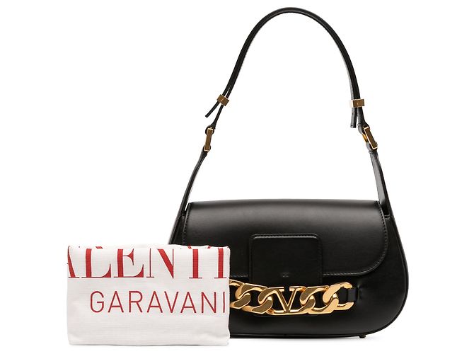 Borsa a spalla Valentino Vlogo in pelle nera media Nero - vista 11