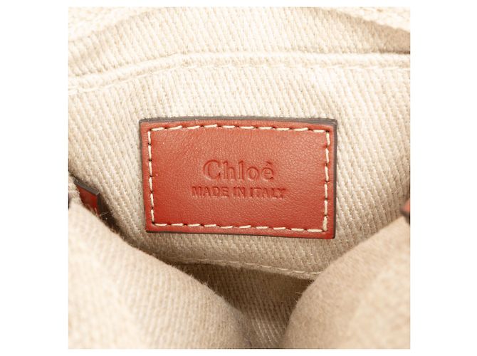 Bolsa Woody Nano em lona marrom Chloé Bege - vista 5