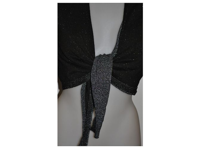 Liu.Jo Cardigan corto Liu Jo nero e argento da allacciare in vita S - vista 2