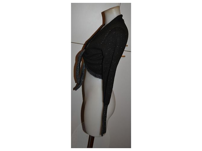 Liu.Jo Cardigan corto Liu Jo nero e argento da allacciare in vita S - vista 3