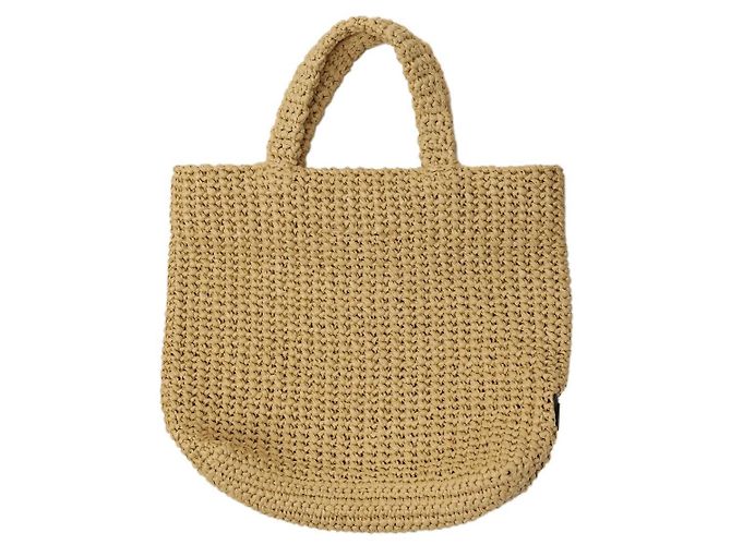 Borsa Tote in Crochet e Rafia Prada Beige - vista 2