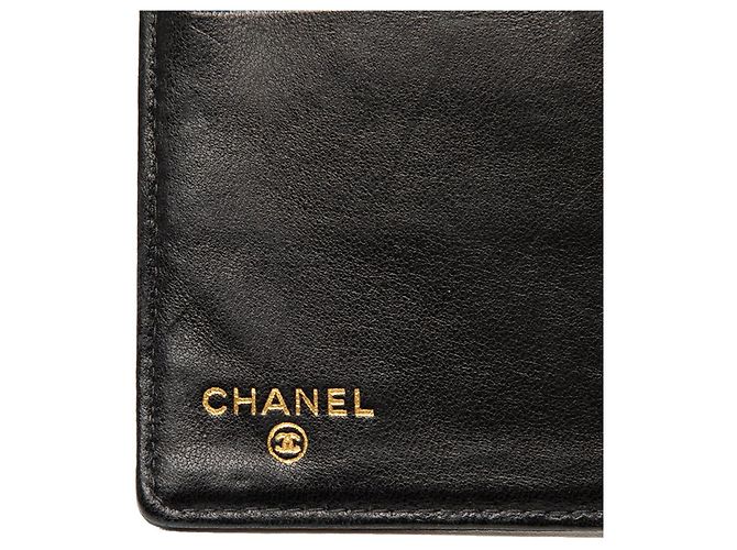 Chanel – Cartera bifold francesa larga CC en cuero Caviar negro - vista 6