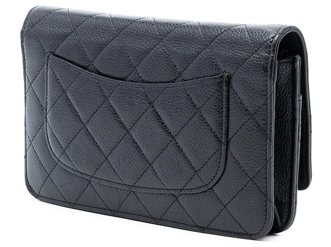 Chanel – Portafoglio con catena CC in pelle Caviar trapuntata nera Nero - vista 2