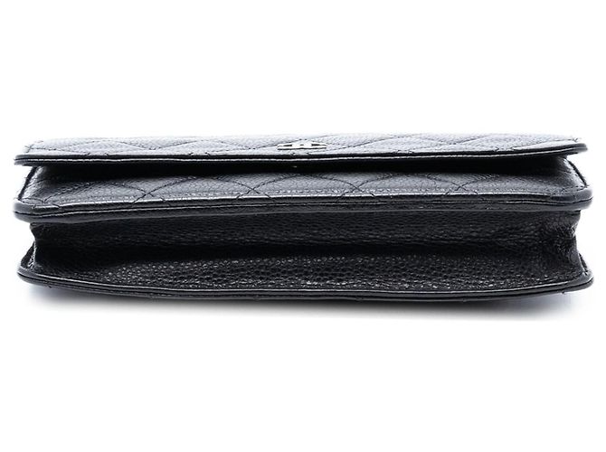 Chanel – Portafoglio con catena CC in pelle Caviar trapuntata nera Nero - vista 3