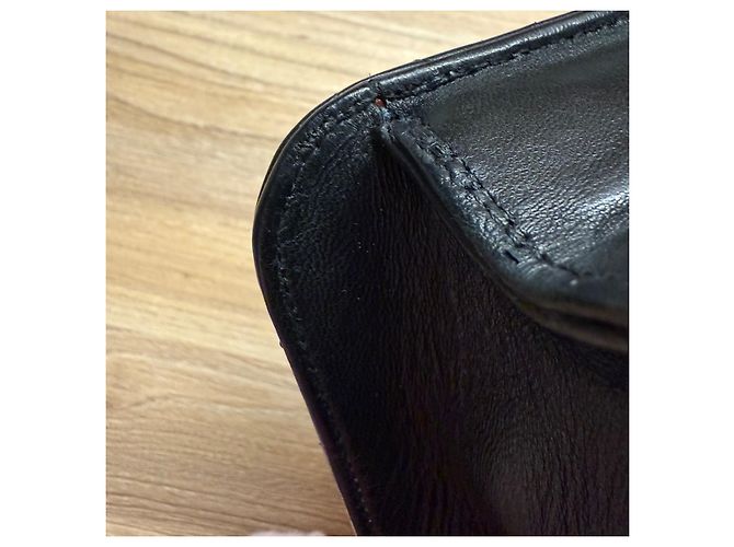 Wallet On Chain Borsa Chanel Single Flap nera in pelle d'agnello e pelliccia Nero - vista 13