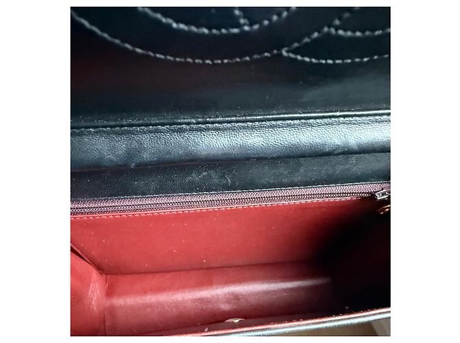 Wallet On Chain Borsa Chanel Single Flap nera in pelle d'agnello e pelliccia Nero - vista 6