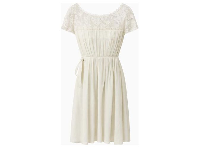 Vestido Valentino, modelo Voile de Seda 2007. Beige - vista 2