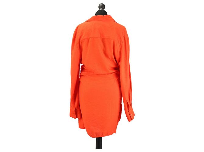 Jacquemus La Robe Bahia Drapiertes Hemdkleid Orange - Ansicht 2