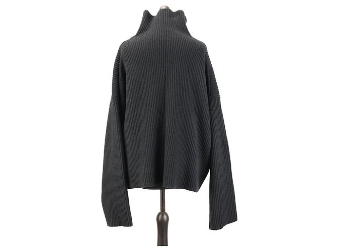 Totême Schwarzer Wollpullover mit hohem Kragen Oversized Cropped - Ansicht 2