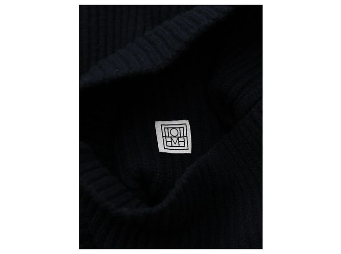 Totême Schwarzer Wollpullover mit hohem Kragen Oversized Cropped - Ansicht 3